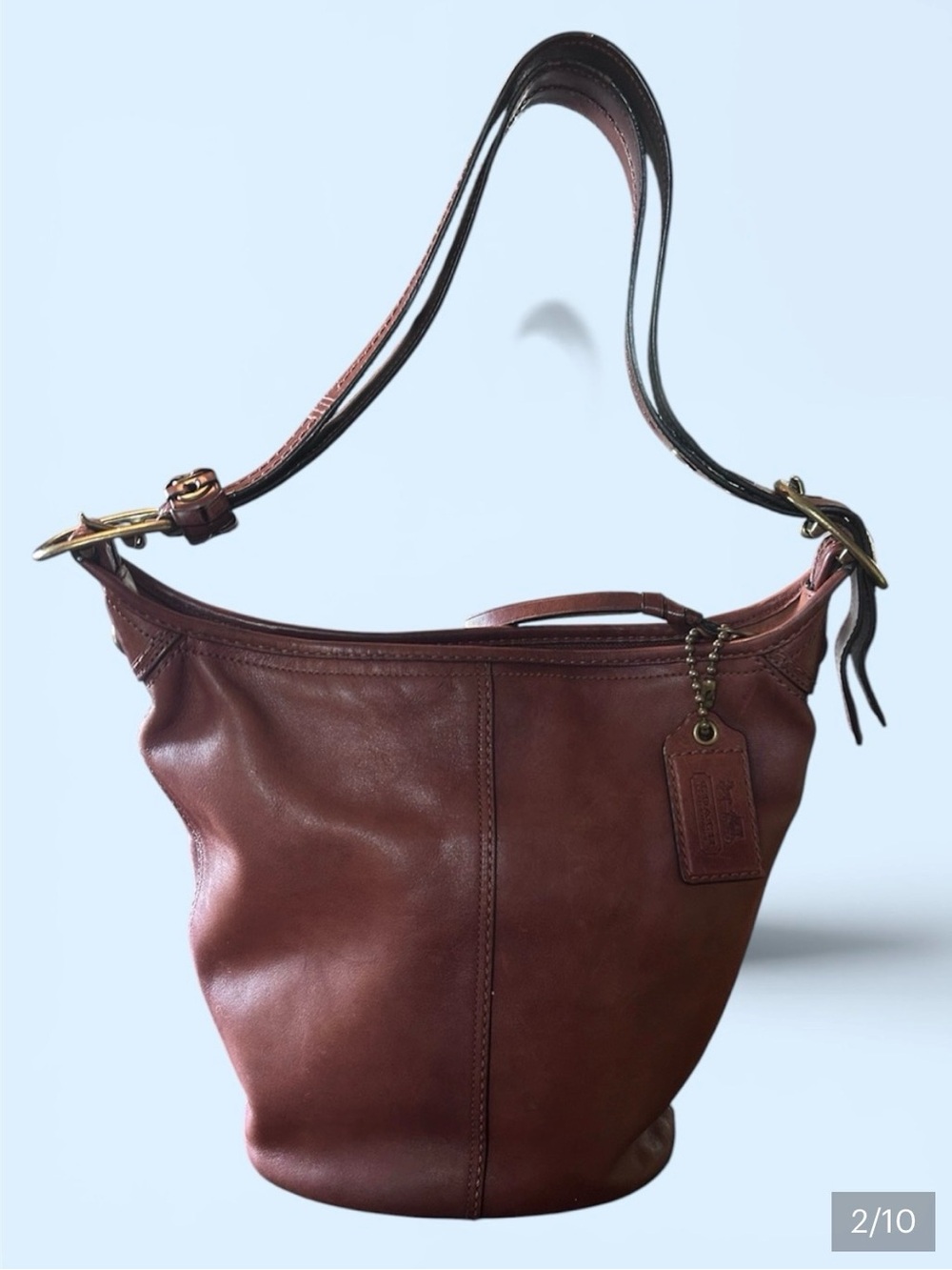 Vintage Coach Bleecker 11422 Cognac Glove-Tanned Leather Hobo Bucket Bag